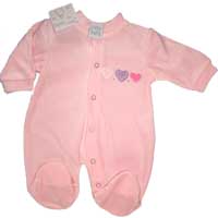 little heart velour sleepsuit